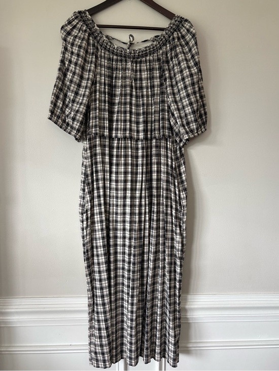 Old Navy Dresses & Skirts - Old Navy Plaid Puff Sleeve Smocked Midi Swing Dress Size XL Cottagecore Peasant